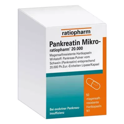 Pancreatin Micro ratiopharm.20000 mage harde kapsler, 50 stk Pancreatin Micro ratiopharm.20000 mage harde kapsler, 50 stk