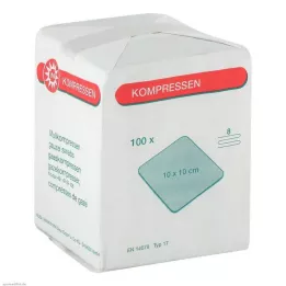 MULLKOMPRESSEN 10x10 cm usteril 8x, 100 stk