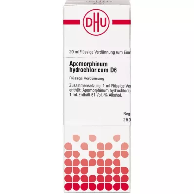 APOMORPHINUM HYDROCHLORICUM D 6 Fortynning, 20 ml