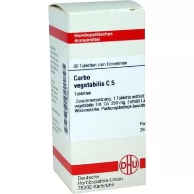 CARBO VEGETABILIS C 5 tabletter, 80 stk