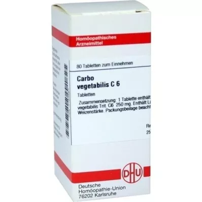 CARBO VEGETABILIS C 6 tabletter, 80 stk