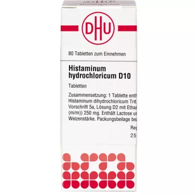 HISTAMINUM hydrochloricum D 10 tabletter, 80 stk