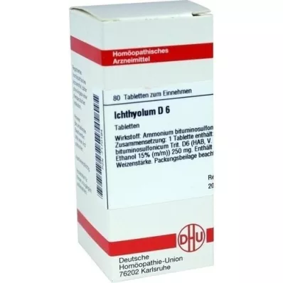 ICHTHYOLUM D 6 tabletter, 80 stk
