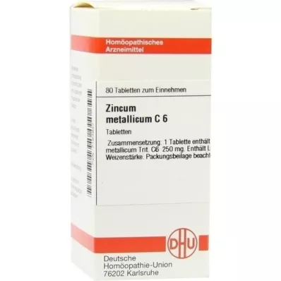 ZINCUM METALLICUM C 6 tabletter, 80 stk