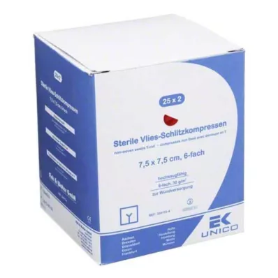 Fleece spalte komprimerer 7,5x7,5 cm steril 6 ganger, 25x2 stk Fleece spalte komprimerer 7,5x7,5 cm steril 6 ganger, 25x2 stk