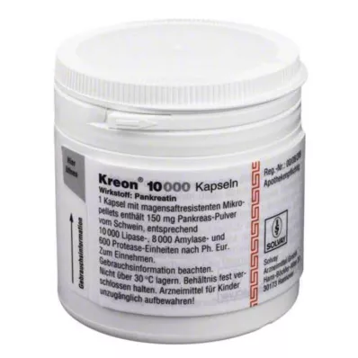 Kreon 10 000 harde kapsler med gastro-resistente belagte pellets, 200 stk