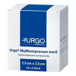 URGO MULLKOMPRESSEN 7,5x7,5 cm steril, 25X2 stk