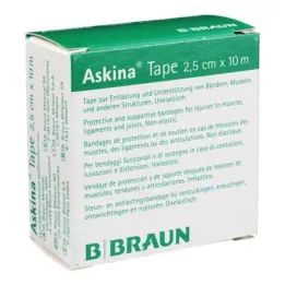 ASKINA Tape Pfl.unelast.2,5 cmx10 m hvit, 1 stk