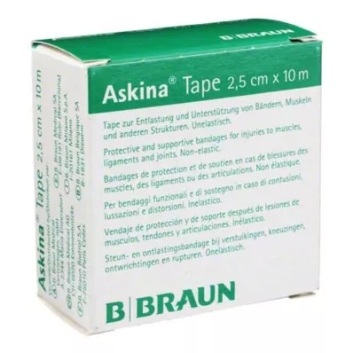 ASKINA Tape Pfl.unelast.2,5 cmx10 m hvit, 1 stk