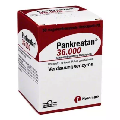 PANKREATAN 36 000 magsaftresistente harde kapsler, 50 stk PANKREATAN 36 000 magsaftresistente harde kapsler, 50 stk