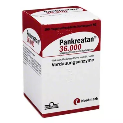 PANKREATAN 36 000 magsaftresistente harde kapsler, 100 stk PANKREATAN 36 000 magsaftresistente harde kapsler, 100 stk
