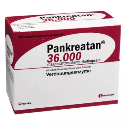 PANKREATAN 36 000 magsaftresistente harde kapsler, 200 stk