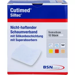 CUTIMED Siltec skumbandasje 5x6 cm ikke-selvklebende, 12 stk