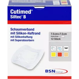 CUTIMED Siltec B Skumbandasje 7,5x7,5 cm med lim, 12 stk