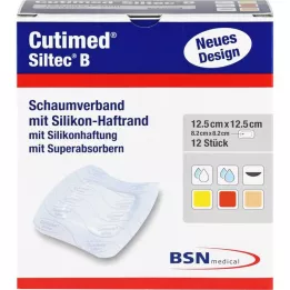 CUTIMED Siltec B Skumbandasje 12,5x12,5 cm med lim, 12 stk