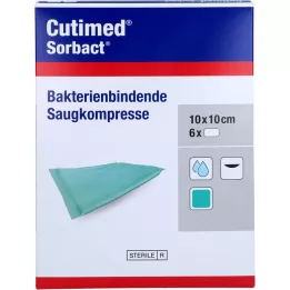 CUTIMED Sorbact absorberende kompresser 10x10 cm, 6 stk