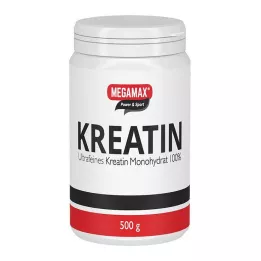 KREATIN MONOHYDRAT 100 % Megamax-pulver, 500 g