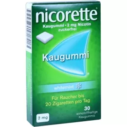 NICORETTE Tyggegummi 2 mg hvitmynte, 30 stk