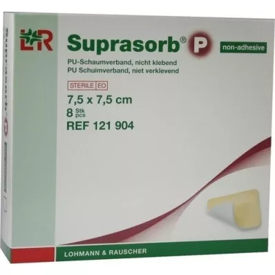 SUPRASORB P PU-Skum v.non-adhesive 7,5x7,5 cm, 8 stk