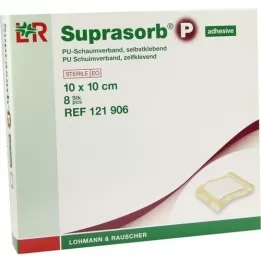 SUPRASORB P PU-Skum v. selvklebende 10x10 cm, 8 stk