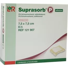 SUPRASORB P PU-Skum v.selvklebende 7,5x7,5 cm, 8 stk