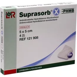 SUPRASORB X+PHMB HydroBalance sårbandasje 5x5 cm, 4 stk