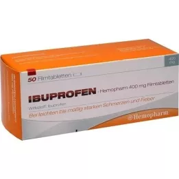 IBUPROFEN Hemopharm 400 mg filmdrasjerte tabletter, 50 stk
