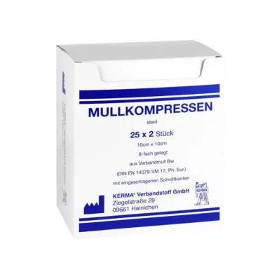 MULLKOMPRESSEN 10x10 cm steril 8x BW, 25X2 stk