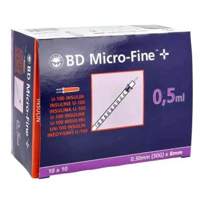BD MICRO-FINE+ Insulinspr.0,5 ml U100 8 mm, 100X0,5 ml BD MICRO-FINE+ Insulinspr.0,5 ml U100 8 mm, 100X0,5 ml