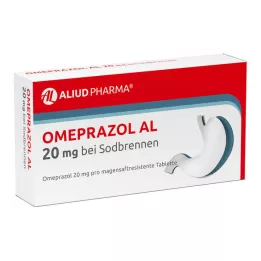 OMEPRAZOL AL 20 mg for halsbrann, 7 timer