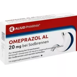 OMEPRAZOL AL 20 mg b.Sodbr.magesafttabletter, 14 stk