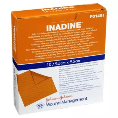 INADINE Salvebind m. PVP Jod. 9,5x9,5 cm, 10 stk
