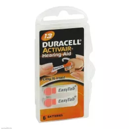 BATTERIEN f.høreapparater Duracell 13, 6 stk