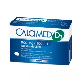 CALCIMED D3 500 mg/1000 IE tyggetabletter, 48 stk
