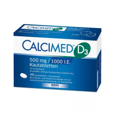 Kalsimert D3 500 mg / 1000 IE tyggetabletter, 48 stk