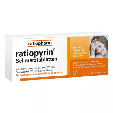 RATIOPYRIN Smertestillende tabletter, 20 stk RATIOPYRIN Smertestillende tabletter, 20 stk