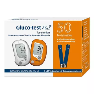 GLUCO TEST Plus blodsukkerstrimler, 50 stk