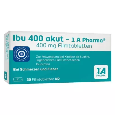 IBU 400 akut-1A Pharma filmdrasjerte tabletter, 30 stk IBU 400 akut-1A Pharma filmdrasjerte tabletter, 30 stk