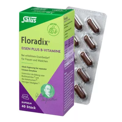 FLORADIX Kapsler med jern og B-vitaminer, 40 stk FLORADIX Kapsler med jern og B-vitaminer, 40 stk