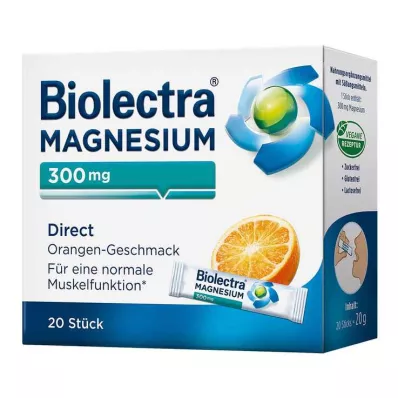 BIOLECTRA Magnesium 300 mg Direct Orange Sticks, 20 stk BIOLECTRA Magnesium 300 mg Direct Orange Sticks, 20 stk
