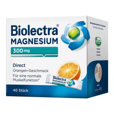 BIOLECTRA Magnesium 300 mg Direct Orange Sticks, 40 stk BIOLECTRA Magnesium 300 mg Direct Orange Sticks, 40 stk