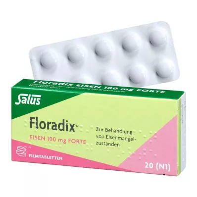 Floradix jern 100 mg forte filmdrasjerte tabletter, 20 stk Floradix jern 100 mg forte filmdrasjerte tabletter, 20 stk