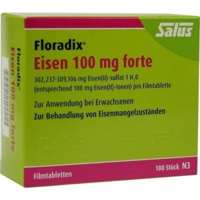 FLORADIX Jern 100 mg forte filmdrasjerte tabletter, 100 stk