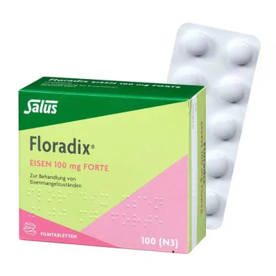 FLORADIX Jern 100 mg forte filmdrasjerte tabletter, 100 stk FLORADIX Jern 100 mg forte filmdrasjerte tabletter, 100 stk