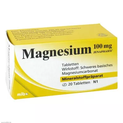 MAGNESIUM 100 mg Jenapharm tabletter, 20 stk MAGNESIUM 100 mg Jenapharm tabletter, 20 stk