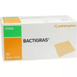 BACTIGRAS antiseptisk parafinbind 5x5 cm, 50 stk
