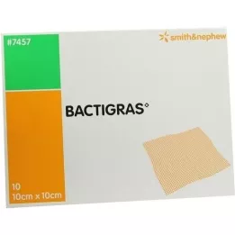 BACTIGRAS antiseptisk parafinbind 10x10 cm, 10 stk
