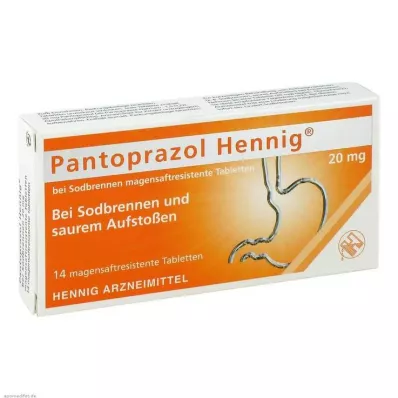 PANTOPRAZOL Hennig b.Sodbrennen 20 mg msr.tabl., 14 stk PANTOPRAZOL Hennig b.Sodbrennen 20 mg msr.tabl., 14 stk