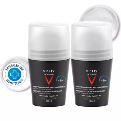 VICHY HOMME Deo Roll-on for sensitiv hud 48 timer DP, 2X50 ml VICHY HOMME Deo Roll-on for sensitiv hud 48 timer DP, 2X50 ml