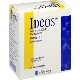 IDEOS 500 mg/400 IE tyggetabletter, 90 stk